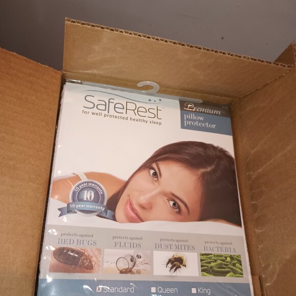 NEW SafeRest Cotton Terry Pillow Protector, Breathable, Standard 2 Pack White - Picture 4 of 8